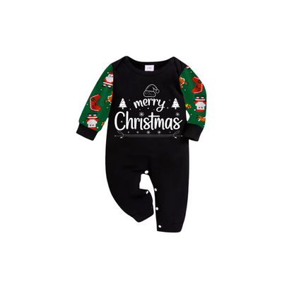 Chalkboard Merry Christmas Pajamas - Santa Green Print