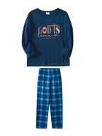 She is strong PROVERBS 31:25 Letter Printed Blue Long Sleeve Top And Blue Plaid Pants Family Matching Pajamas Set