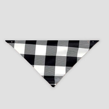 Black and White Plaid Short Sleeve Christmas Pajamas Set With Text Print