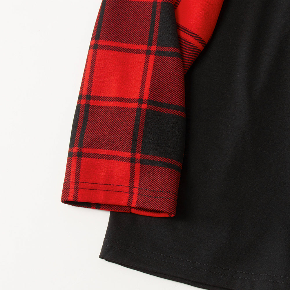 Arrive in 3-5 days - Christmas Tree & "2025 Making Memories Together" Patterned Contrast top and Black & Red Plaid Pants Family Matching Pajamas Set