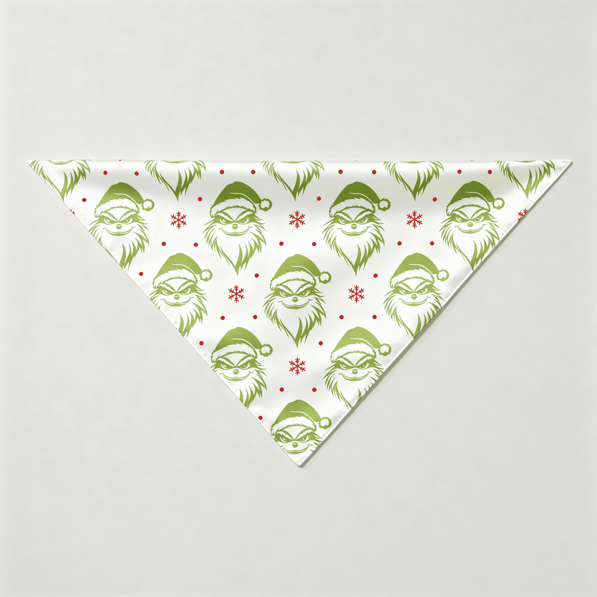 Green Bearded Face & Snowflake Print Satin Button-Up Family Christmas Pajamas Set