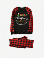 "Family Christmas 2026" Cute Print Black & Red Plaid Christmas Couple Matching Pajamas