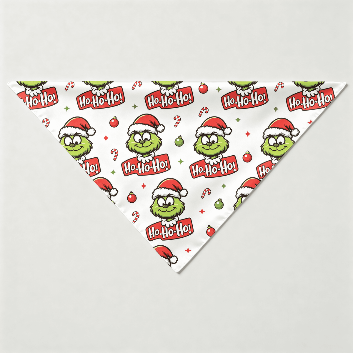 Green Face & Ho-Ho-Ho Text Print Satin Button-Up Family Christmas Pajamas Set