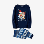Bluey-Themed Festive Animal Pattern Navy Blue Plaid Family Pajama Sets