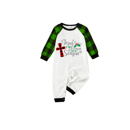 Jesus Reason Christmas Pajamas - Green Buffalo Plaid