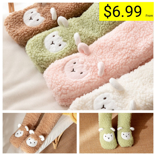 Home Floor Cute Socks Sleep Socks Christmas Snow Socks Coral Velvet Slippers Carpet Socks