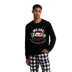 "We are Family2025" Santa Hat Monogram Print Black Long Sleeve Top with Black And White Plaid Pants Family Matching Pajamas