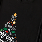 "We Wish You a Merry Christmas" Printed Black & Green Plaid Pants Family Matching Pajamas