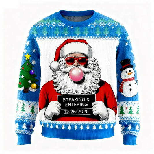 Funny Santa Claus Pattern Print Holiday Sweater - Ultimate Ugly Christmas Party Look