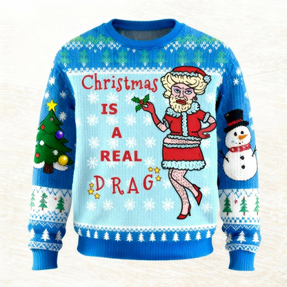 Zany Xmas Cartoon Pattern Print Sweater - Ugly & Cozy Unisex Pullover