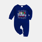 Navy & White Plaid Christmas Pajamas Set With Christmas Light and "2025 Family Christmas" Text Print