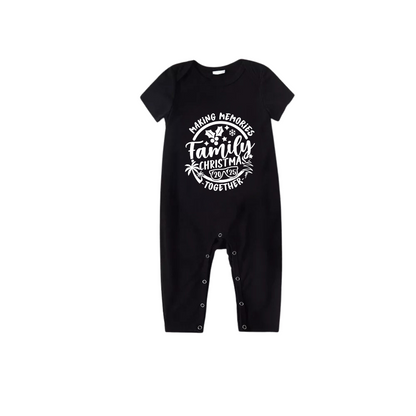 Christmas Make Memories Together 2025 Print Black Short Sleeve with Red & Black Plaid Pant Family Matching Pajamas