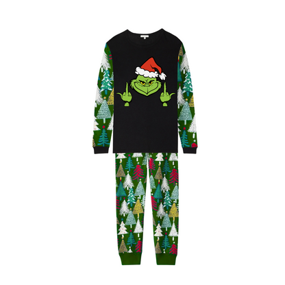 Grinchy Pines Family Christmas Pajamas - Tree Print