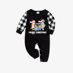 Bluey Character "Merry Christmas" Design Black&White Plaid Pants Family Matching Pajama Set