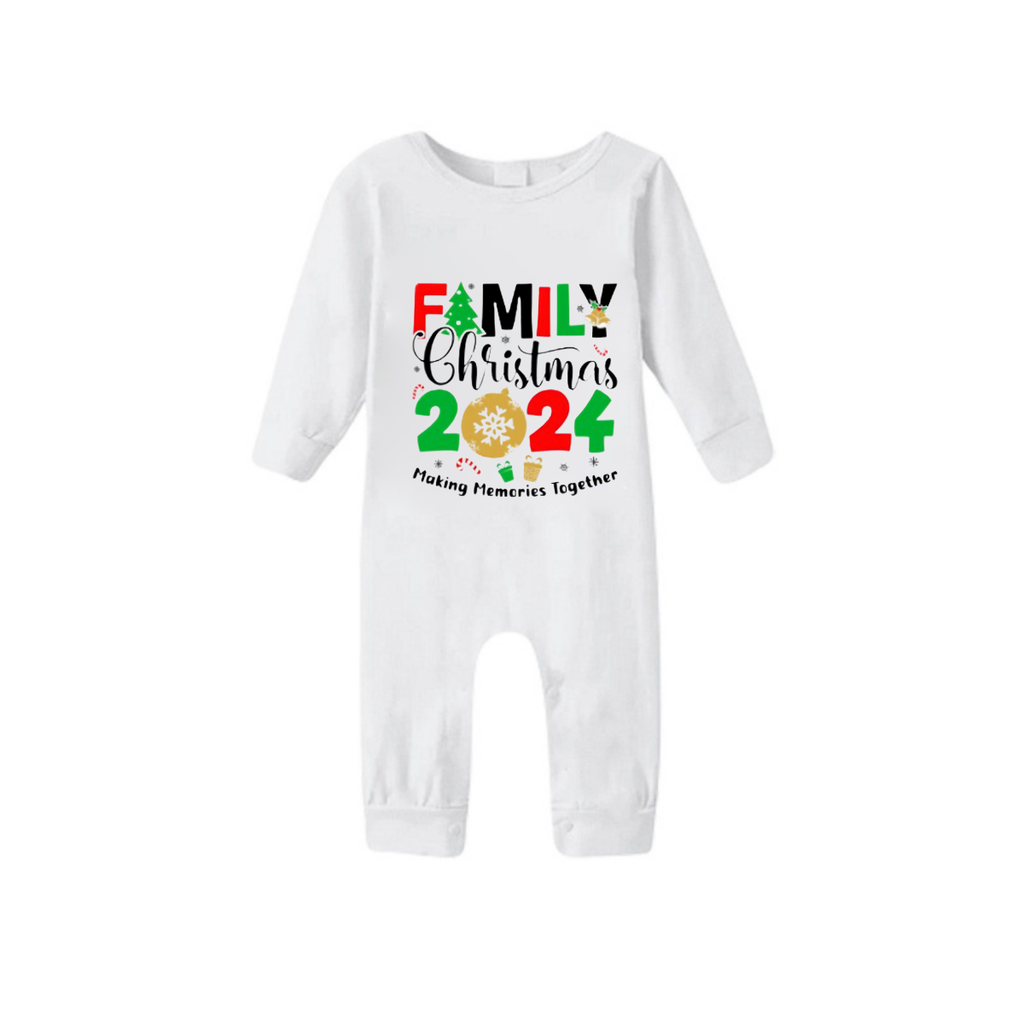 "Family Christmas 2024 Making Memories Together" Printed Red & Green Plaid Family Matching Pajamas