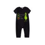 Naughty Nice I Tried Family Pajamas Set - Black Top Red Pants Red Plaid Sleeves Grinch Checklist Print