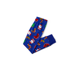 Christmas Crew 2026 Family Pajamas Set - Blue Top, Blue Pants, Blue Christmas Cartoon Sleeves, Gingerbread Candy Print