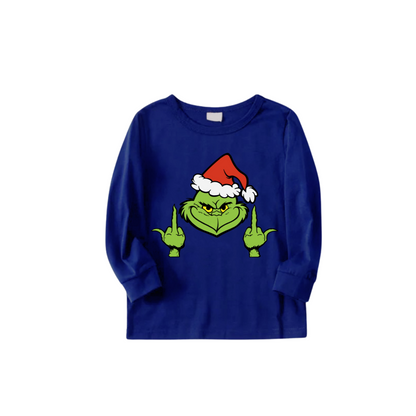 Grinchy Christmas Cartoon Family Pajamas - Blue