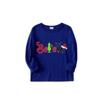 Believe Letter Print Family Pajamas Set - Blue Top, Blue Pants, Christmas Cartoon Pattern