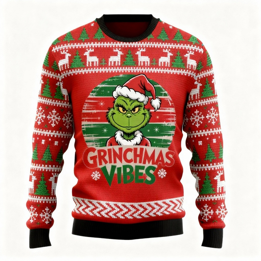 Colorful Xmas Pattern Print Sweater - Ugly & Cozy Unisex Pullover