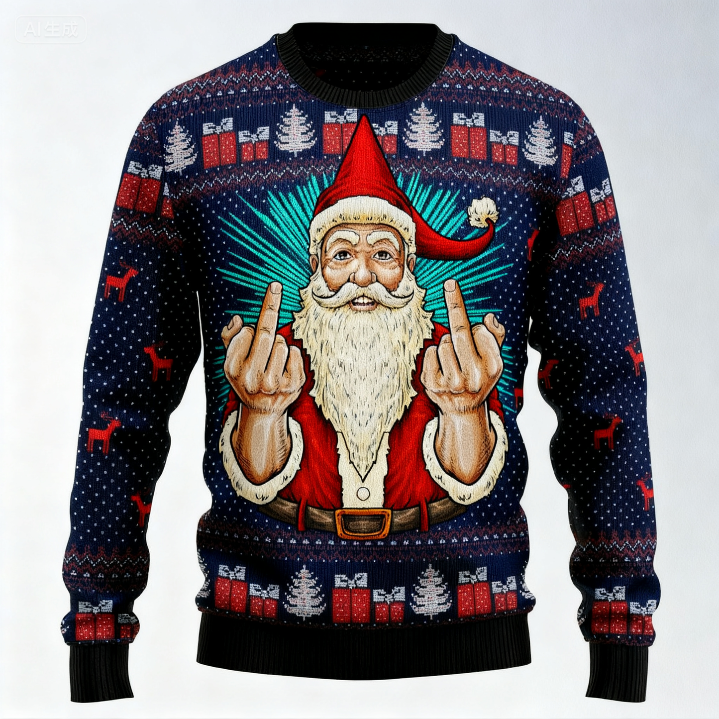 Maximum Cheer, Minimum Effort: Santa Print Holiday Sweater