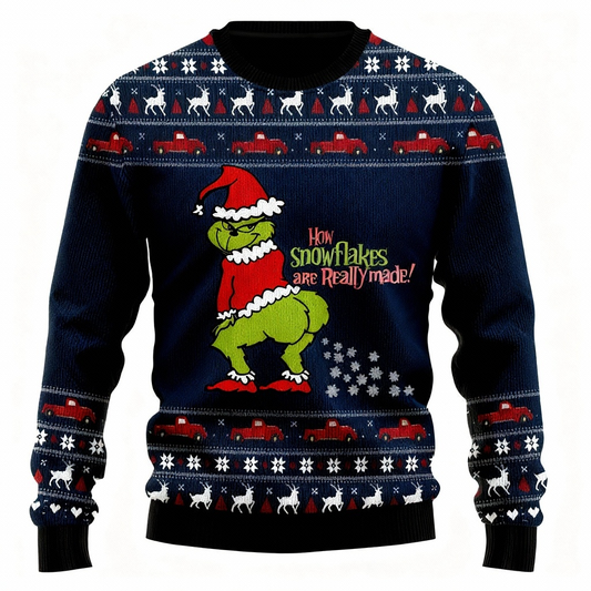 Loud, Proud & Unmissable: Goofy Cartoon Print Ugly Christmas Sweater
