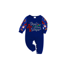 Matching Family Christmas Pajamas Jesus Is the Reason, Blue with Santa Pattern