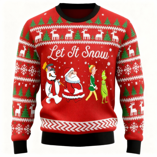 Cute Xmas Pattern Print Sweater - Ugly & Cozy Unisex Pullover