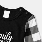 "Family Christmas" 2025 Black Long Sleeve Top with Black And White Plaid Pants Family Matching Pajamas