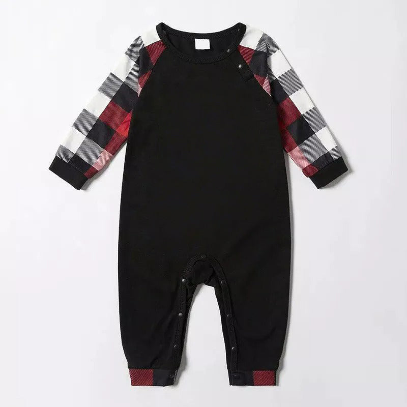 2-Piece Family Matching Christmas Pajama Set, 2026 Gingerbread Man Print Black Raglan Long Sleeve Top, Red Black White Buffalo Plaid Pants With Side Pockets, Matching Sleepwear For Whole Family Holiday Photos
