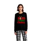 "2025 Family Christmas" Moose Letter Print Black Long Sleeve Top with Black And White Plaid Pants Family Matching Pajamas