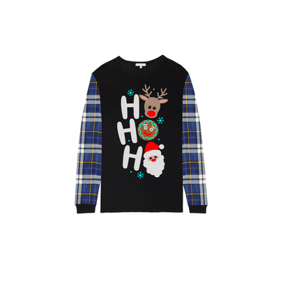 HO HO HO Christmas Pajama Set with Santa, Reindeer, and Gingerbrea