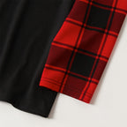 Merry Christmas Antler Contrast top and Plaid Pants Family Matching Pajamas Set