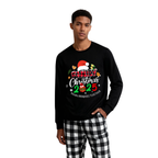 Family Christmas 2025 Making Memories Together Text Print Black Long Sleeve Top with Black And White Plaid Pants Family Matching Pajamas