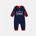 "Merry Christmas" White Letter 2025 Blue Long Sleeve Top with Blue & Red Plaid Family Matching Pajamas