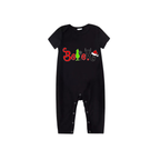 Believe Grinch Santa Family Pajamas Set - Black Top Red Pants Red Plaid Pattern Believe Letter Print