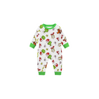 2026 Our Family Christmas Matching Pajamas - Green with Santa & Reindeer Pattern