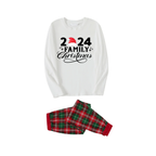 "Family Christmas 2024" and Santa Hat Printed Red & Green Plaid Family Matching Pajamas