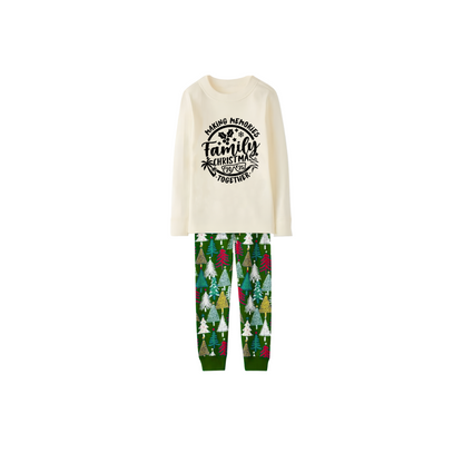 Making Memories Family Christmas Pajamas - Cream & Tree Print