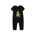 Naughty Nice An Attempt Was Made Grinch Family Pajamas Set - Black Top Red Pants Red Plaid Pattern Grinch Checklist Print
