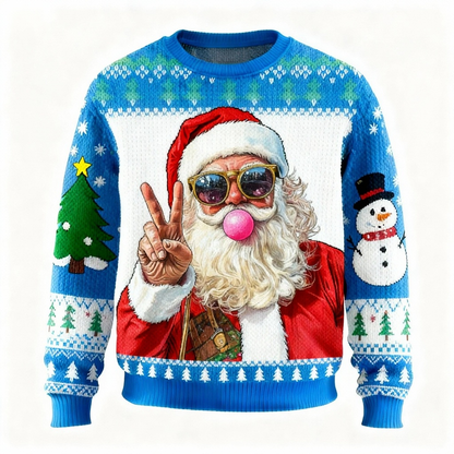 Jolly Santa Pattern Print Sweater - Ugly & Cozy Unisex Pullover