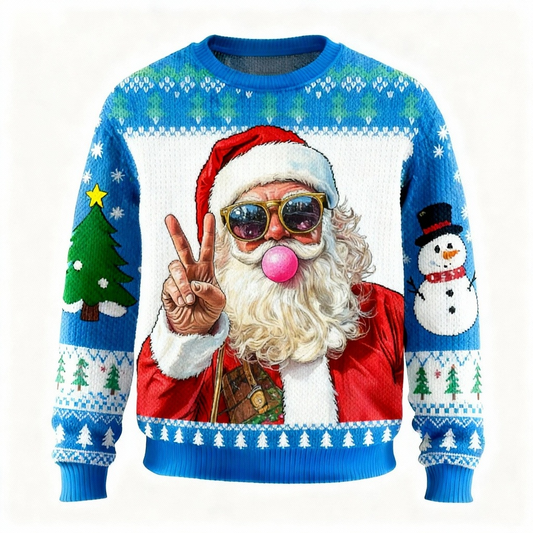 Jolly Santa Pattern Print Sweater - Ugly & Cozy Unisex Pullover