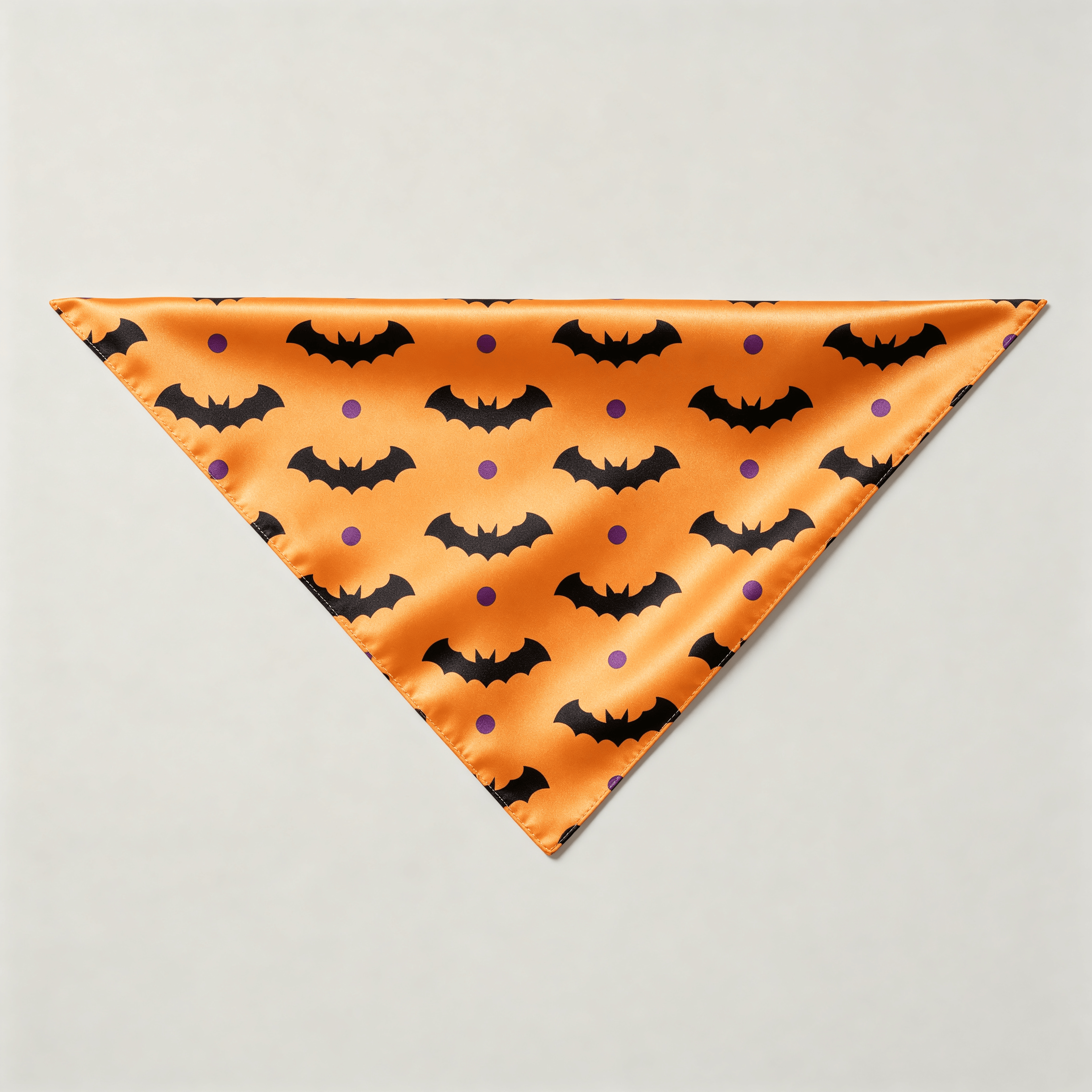 Orange Bat & Purple Dot Print Satin Button-Up Family Halloween Pajamas Set