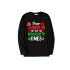 "Dear Santa They Are The Naughty Ones" Text And Santa Hat Tree Pattern Black Long Sleeve Top