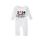 "Family Christmas 2024" and Santa Hat Printed Red & Green Plaid Family Matching Pajamas