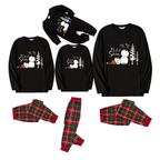 "Let it Snow" Text and Snowman Printed Red and Green Plaid Family Matching Pajamas