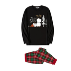 "Let it Snow" Text and Snowman Printed Red and Green Plaid Family Matching Pajamas