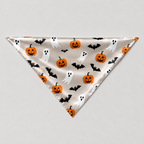 Cream Pumpkin Ghost & Bat Print Satin Button-Up Family Halloween Pajamas Set