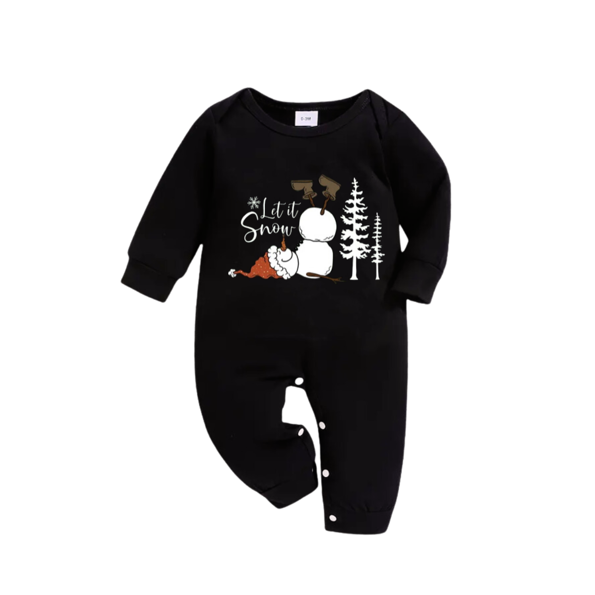"Let it Snow" Text and Snowman Printed Red and Green Plaid Family Matching Pajamas