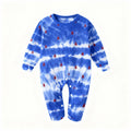 Holiday Family Button-Up Blue & Tree Tie-dyed Christmas Pajamas Set